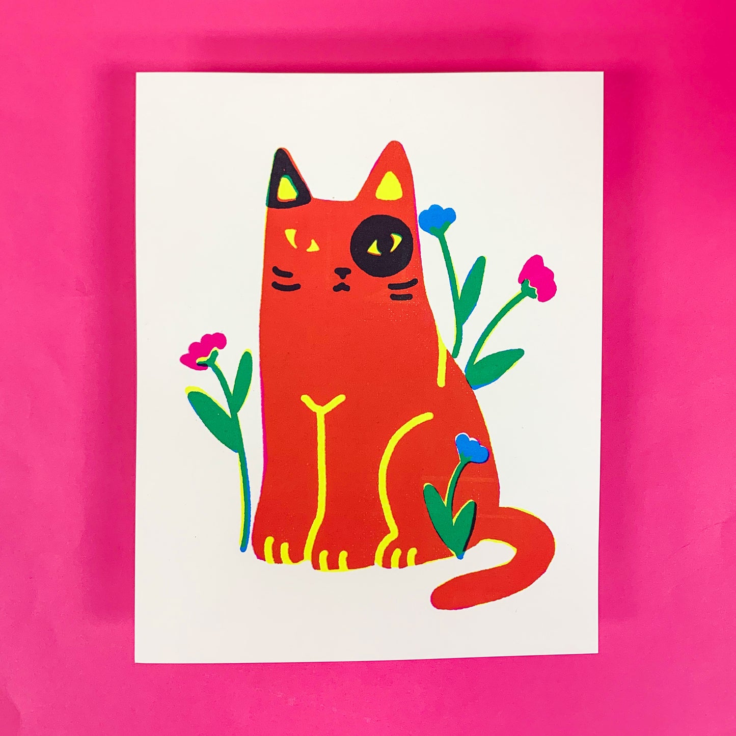 Garden Party Cat Mini Print