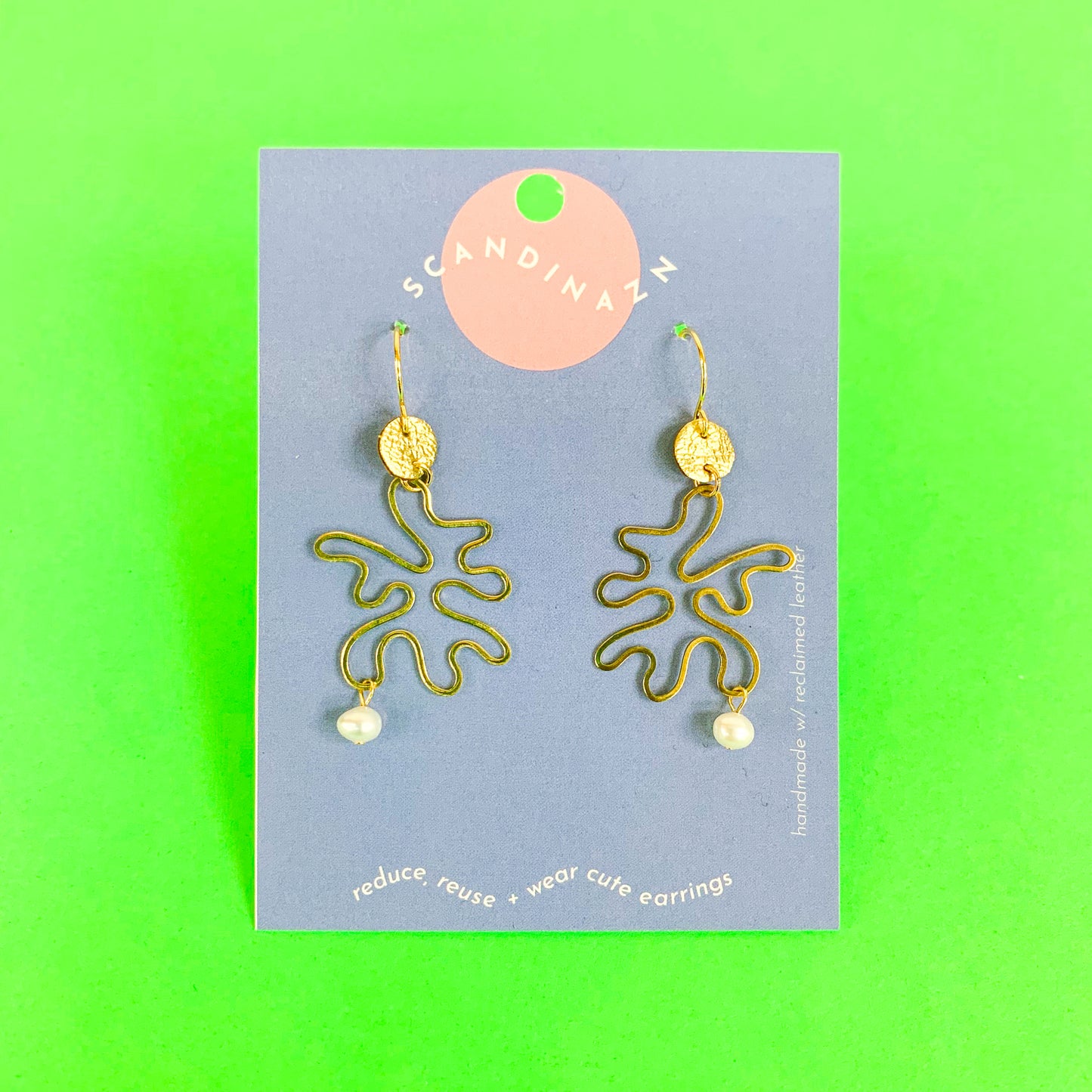 Squiggly Amoeba & Pearl Earrings