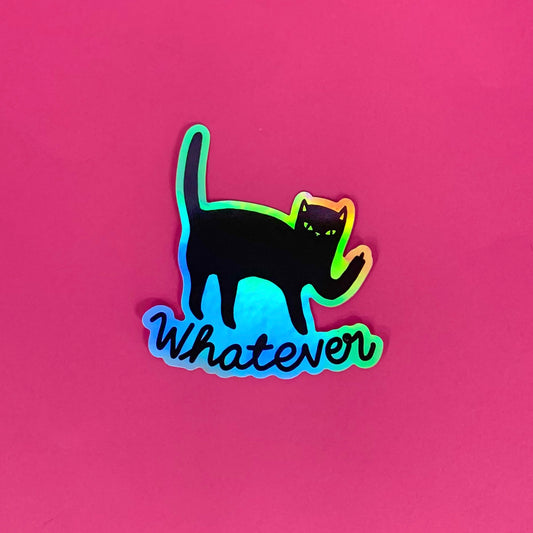 Whatever Cat Holographic Sticker