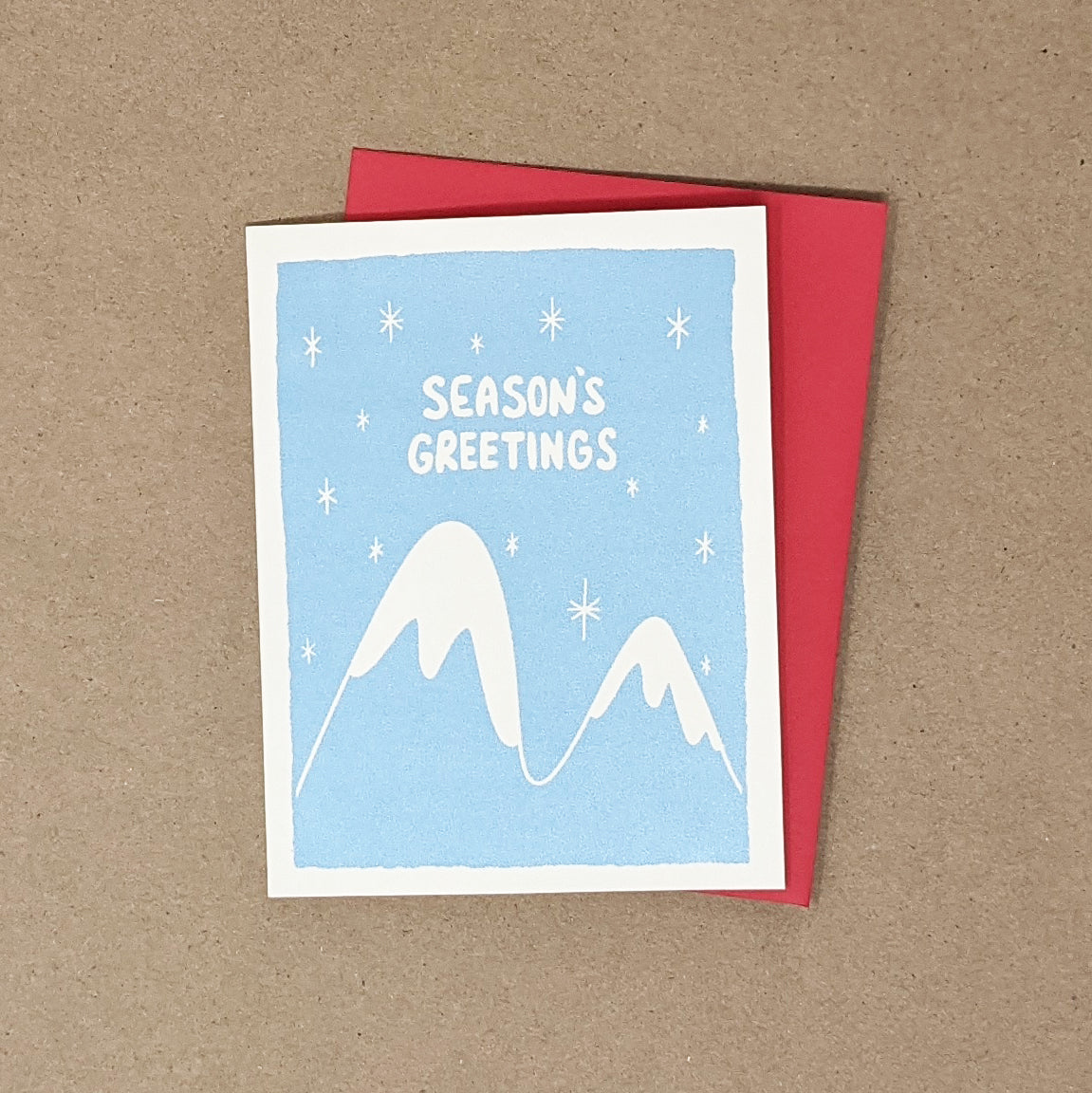 Season's Greetings Snowy Mountain Holiday Card