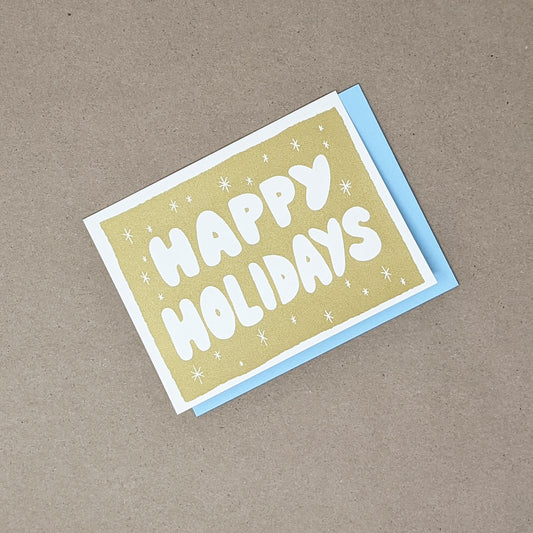 Happy Holidays Gold Holiday Card
