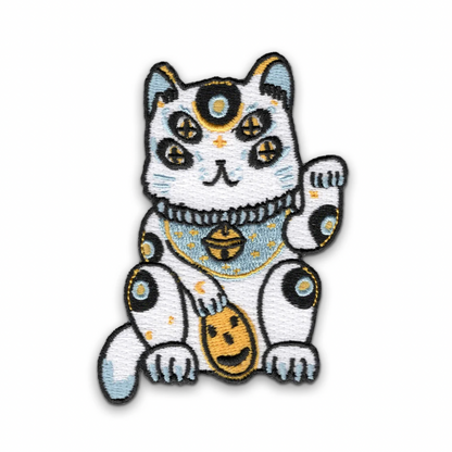 Lucky White Blue Cat Iron-On Patch