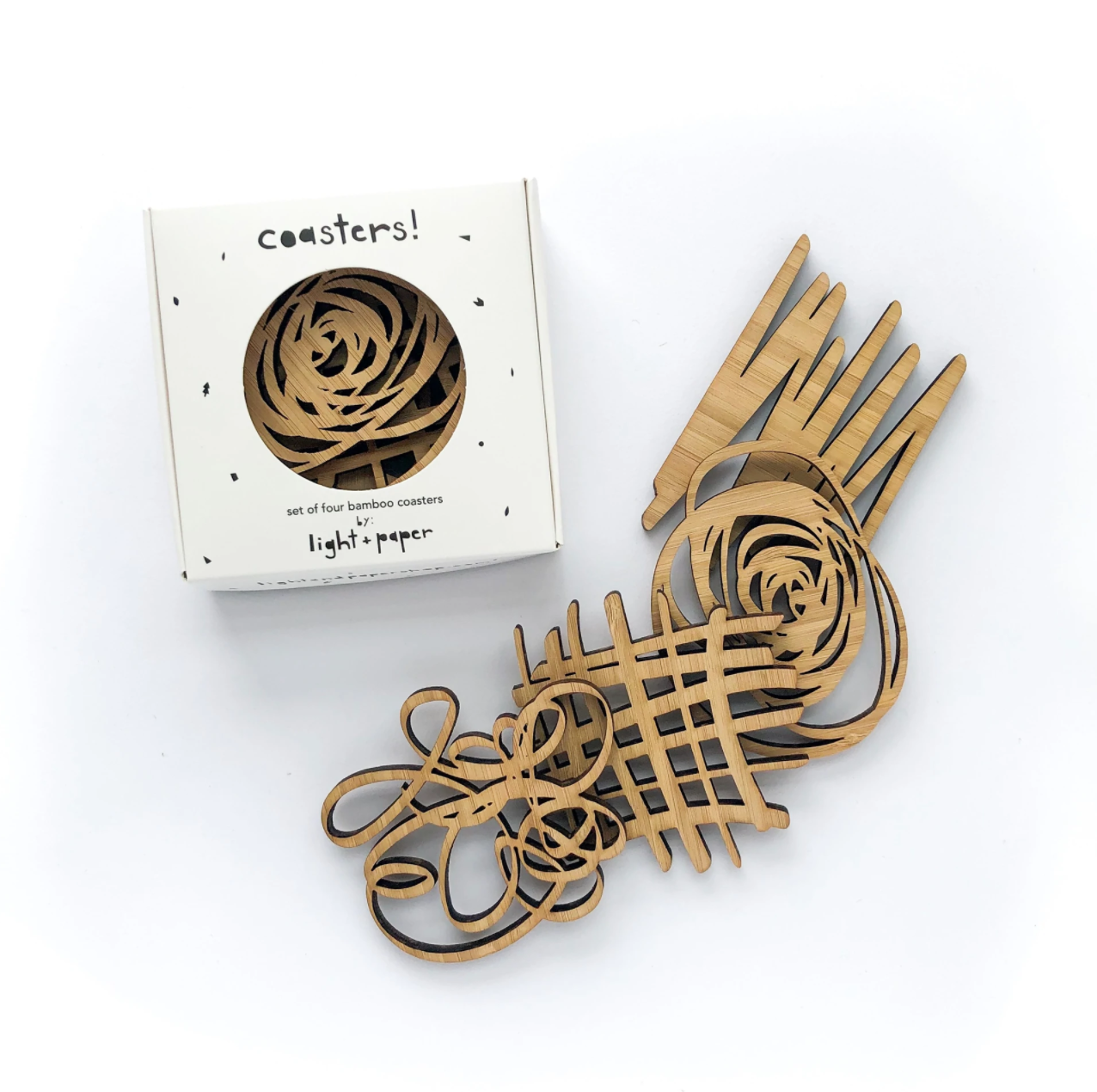 Scribble Bamboo Coasters (Set of 4)