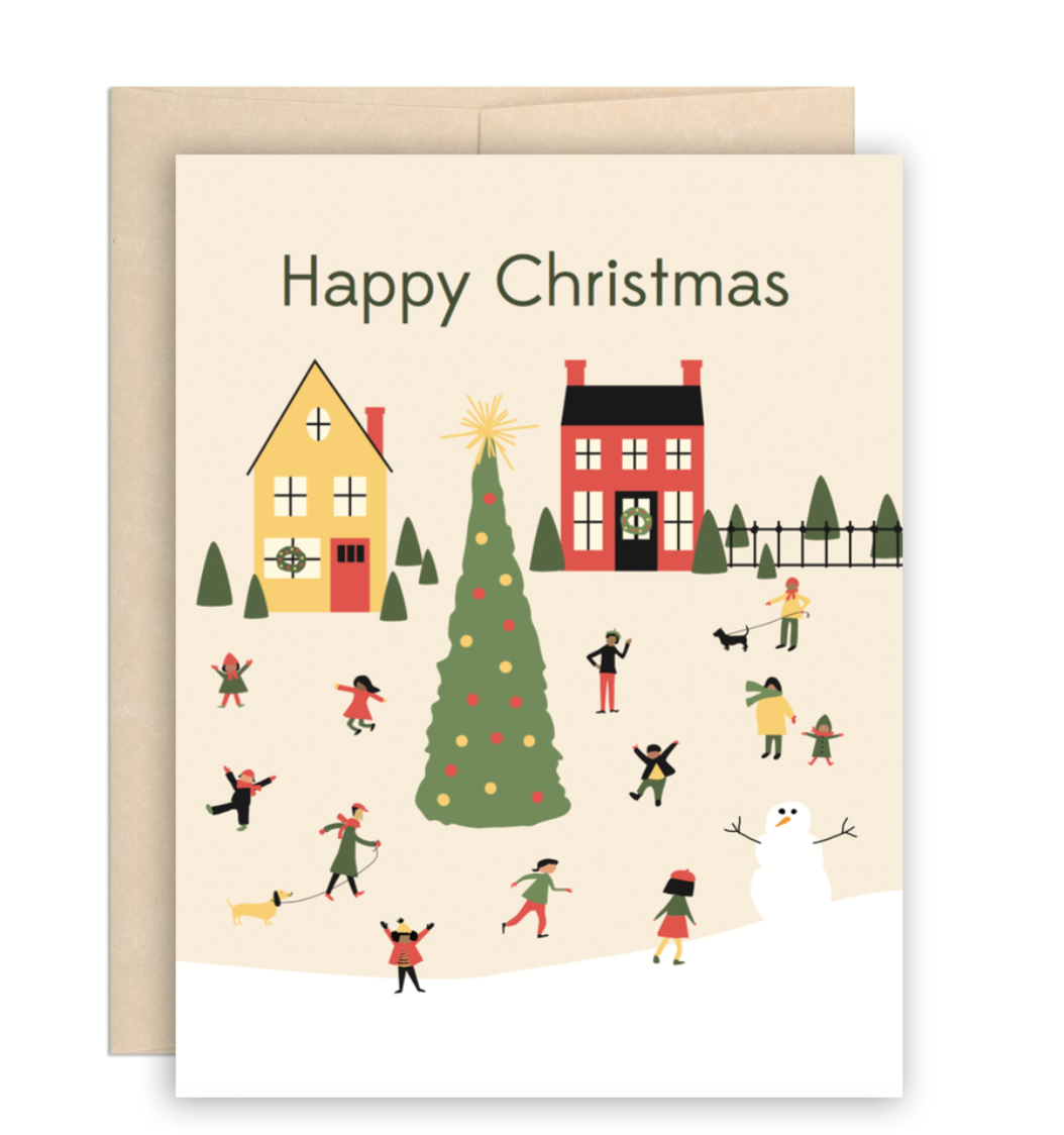 Happy Christmas Village Greeting Card