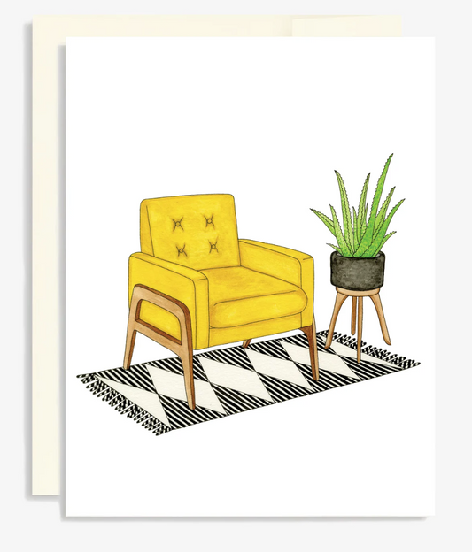 Tufted Mustard Armchair Greeting Card