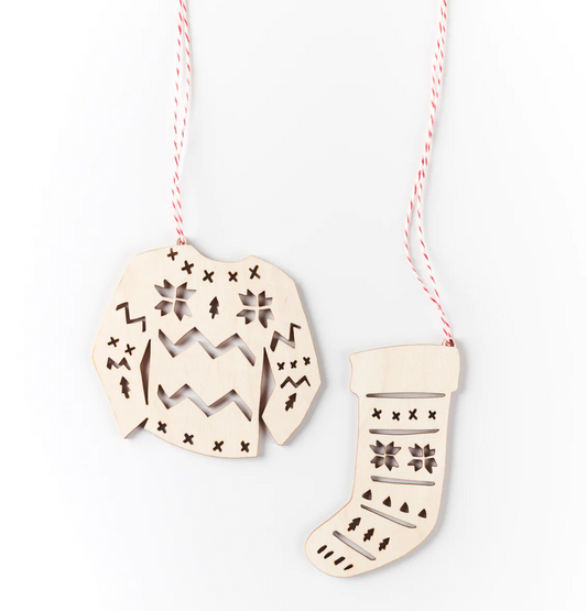 Holiday Sweater & Stocking Ornament Set