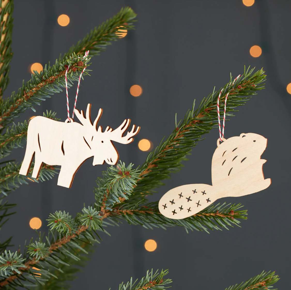 Beaver and Moose Ornament Set