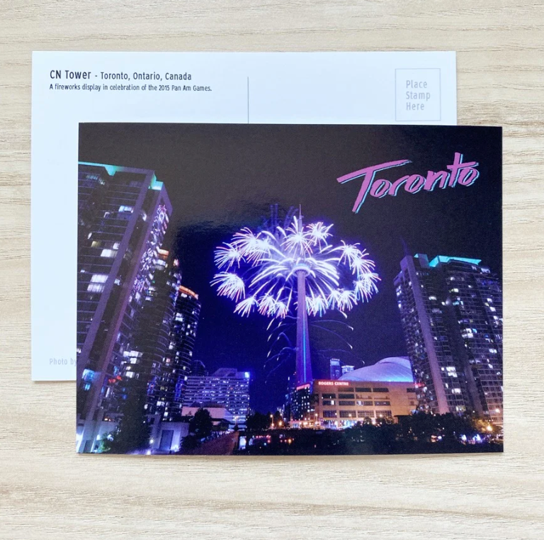 Retro Toronto Fireworks Postcard