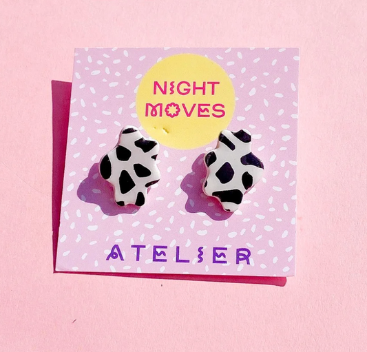 Black and White Terrazzo Blobbie Mini Stud Earrings