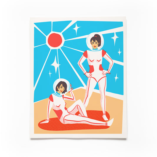 Space Babe Summer Screen Printed Poster